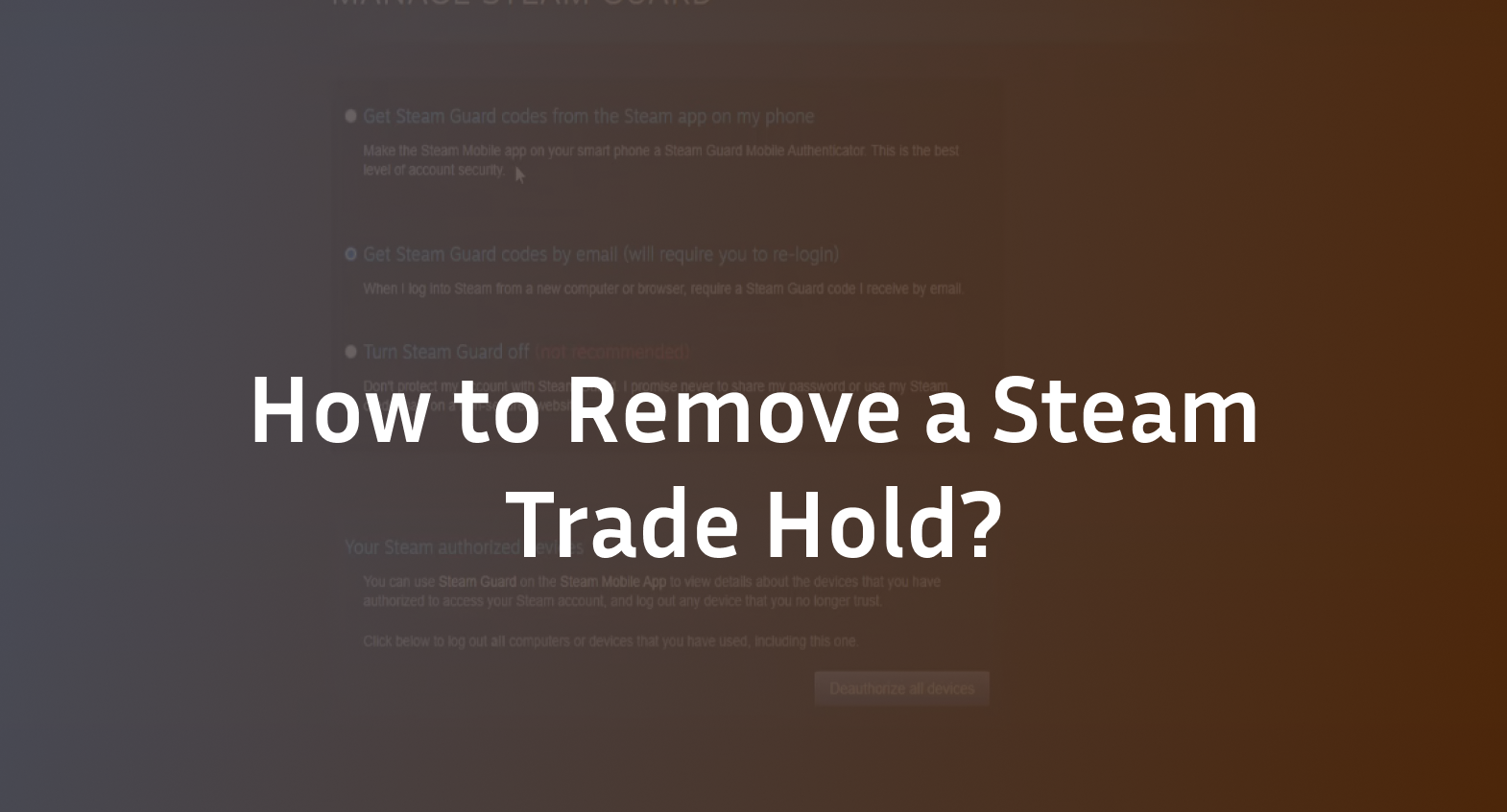 How to Remove a Steam Trade Hold?