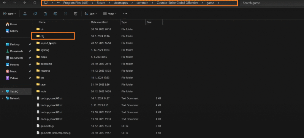 Navigate to CS2 cfg Folder