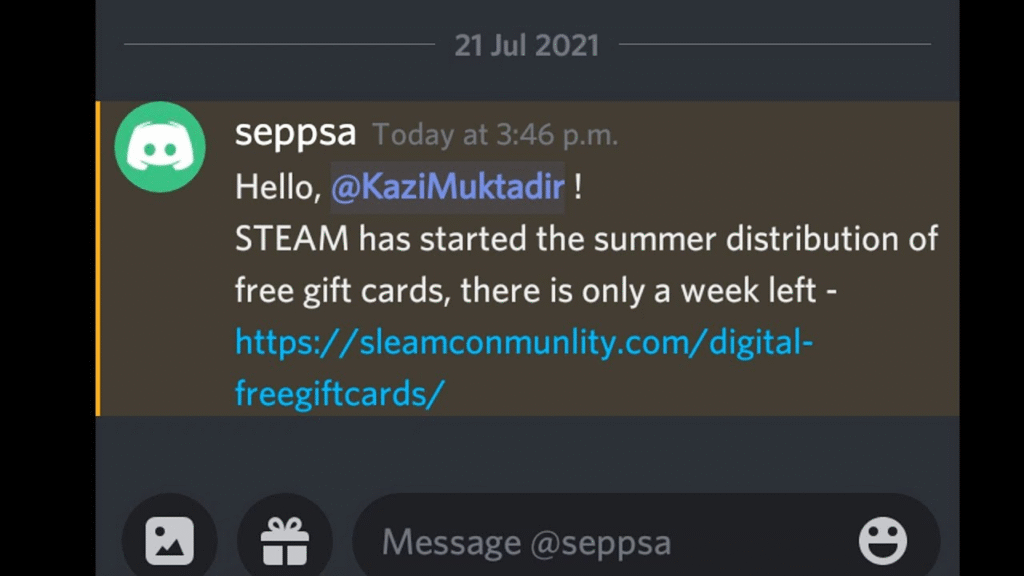 steam discord scam with link scam