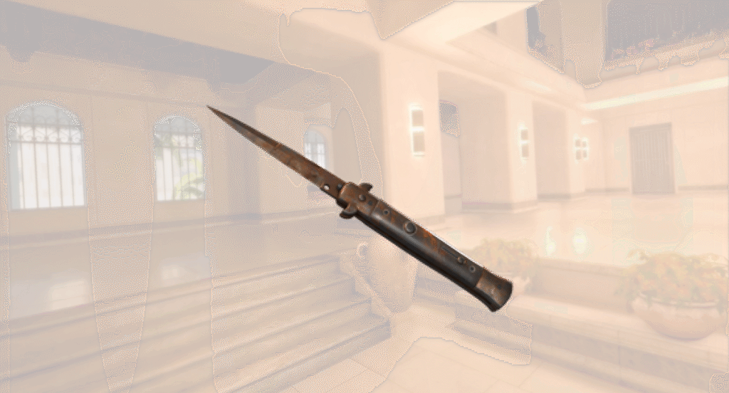 stiletto knife rust coat battle-scarred